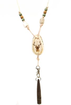 Bracco Original whistle strap made of natural materials, bead- antlers, deer, bead ceramics