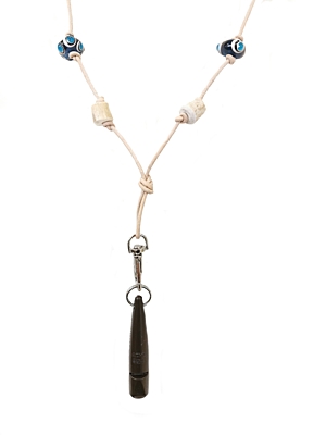 Bracco Originální řemínek na píšťalku z přírodních materiálů, ručně vinutá perla- parůžek, keltské korálky.