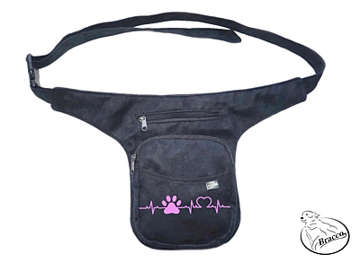 Bracco Hip Bag, waist bag or over shoulder bag - pink, SINUS paw and heart 