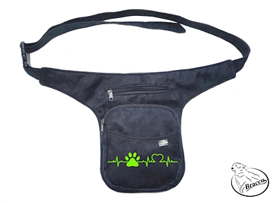 Bracco Hip Bag, waist bag or over shoulder bag - green, SINUS paw and heart 