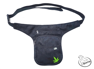 Bracco Hip Bag, waist bag or over shoulder bag - green, cannabis leaf