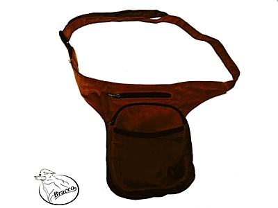 Bracco Hip Bag, waist bag or over shoulder bag, corduroy, brown, black heart with paw