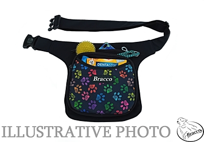 Bracco Friendly Waist Pocket, black/paws+heart - different sizes.