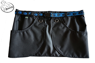 Bracco výcviková sukně Dogsport černá- tlapky modrá, různé velikosti.