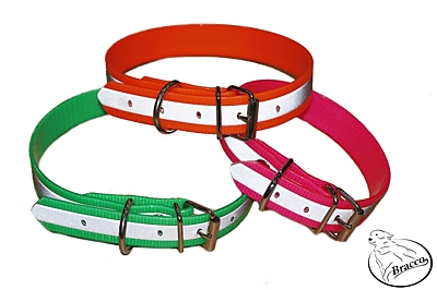 Bracco reflective Biothane collar  for dog, neon pink - different sizes.