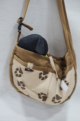 Dog bag, light brown/ paws.