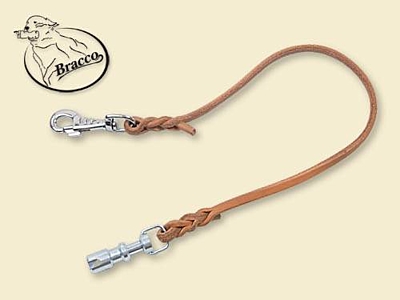 Bracco hunting leash leather 6.0 mm with carabiner, clamping carbine. Brown